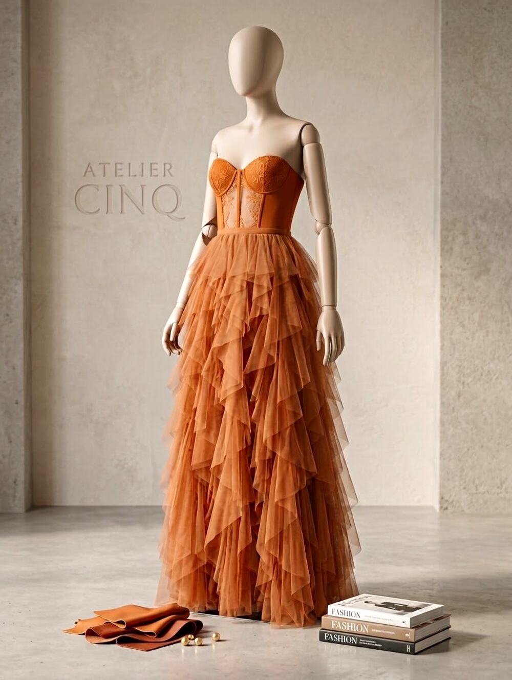 Faeriesty Gown Burnt Orange Medium Maxi Dress, Fairy